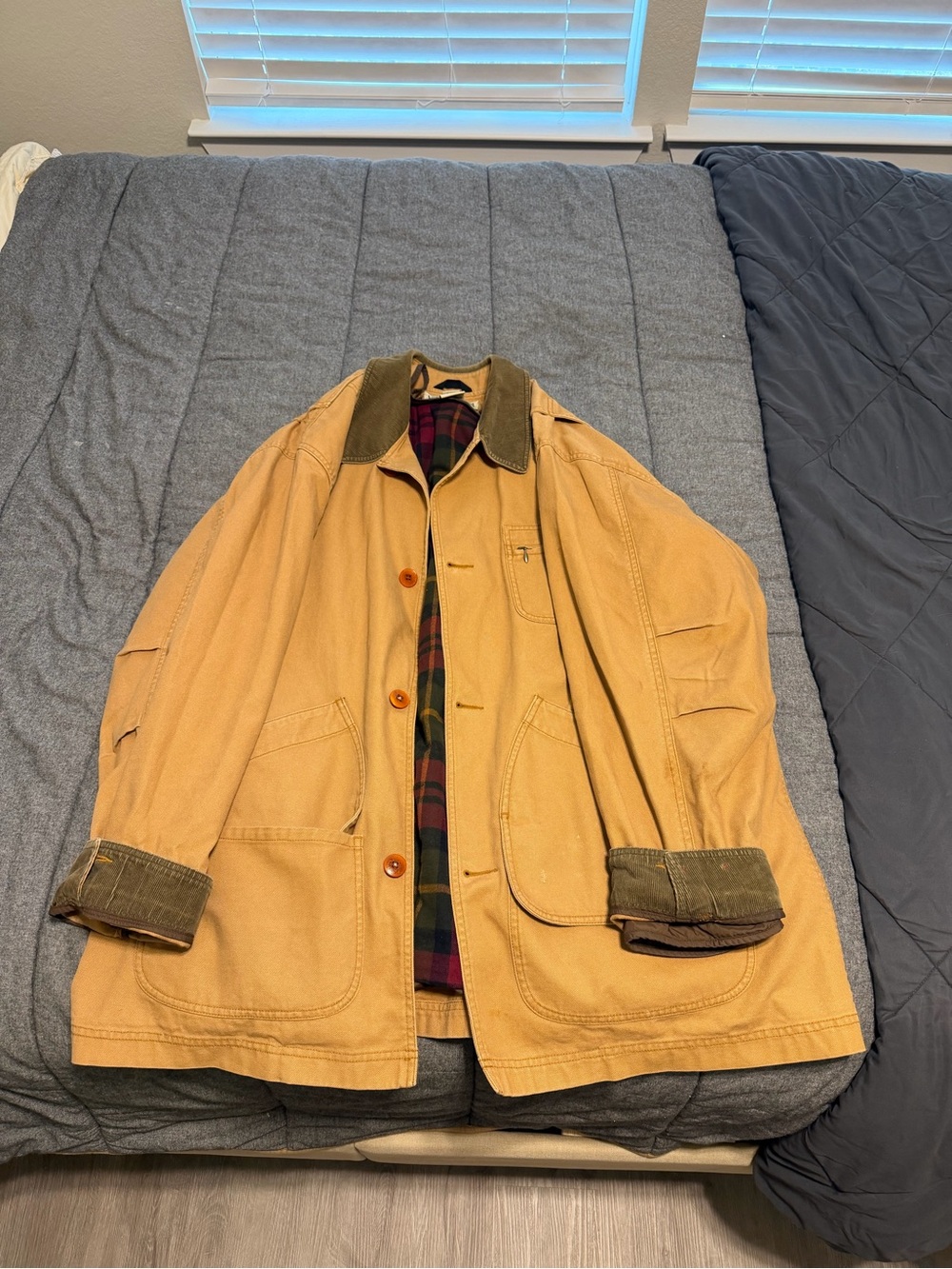 Men's Tan Canvas Field Jacket with Contrast Collar - LL Bean